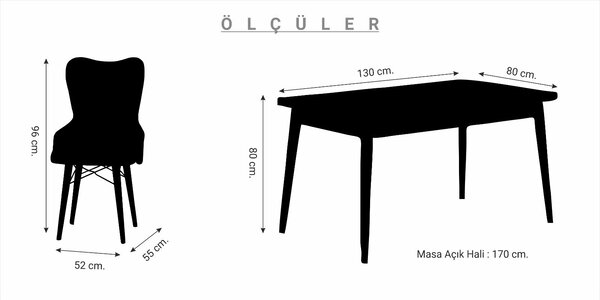 Lord Set Masa 80*170 Extensibila si Scaune 6 bucati Albastru