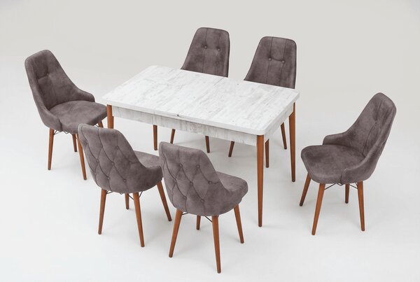 Eros Set Masa 80*170 Extensibila si Scaune 6 bucati Gri