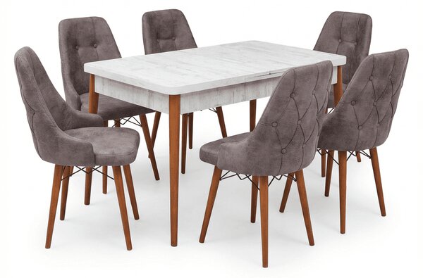 Eros Set Masa 80*170 Extensibila si Scaune 6 bucati Gri