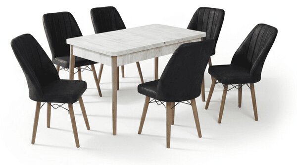Desire Set Masa 80*170 Extensibila si Scaune 6 bucati Negru