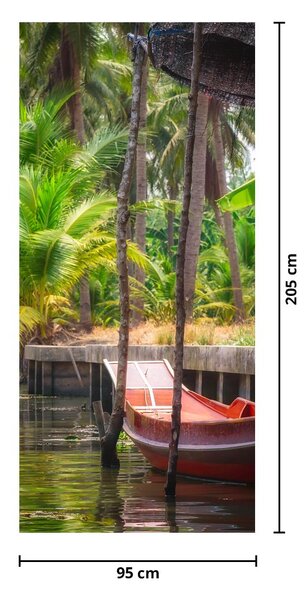 Fototapet pentru ușă - Baca de lemn pe canal (95x205cm)