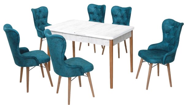 Lord Set Masa 80*170 Extensibila si Scaune 6 bucati Albastru