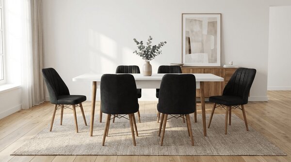 Desire Set Masa 80*170 Extensibila si Scaune 6 bucati Negru