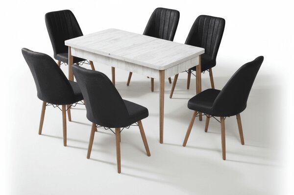 Desire Set Masa 80*170 Extensibila si Scaune 6 bucati Negru