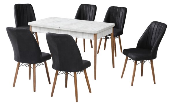 Desire Set Masa 80*170 Extensibila si Scaune 6 bucati Negru