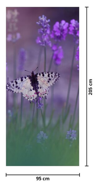 Fototapet pentru ușă - Fluture în lavandă (95x205cm)
