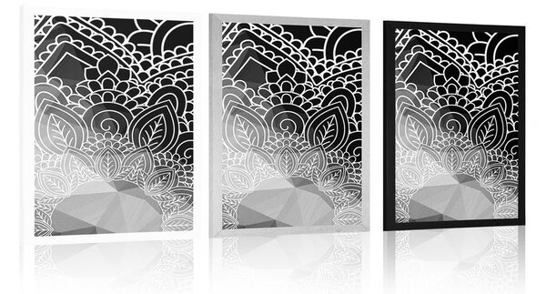 Poster elemente Mandala än design alb-negru