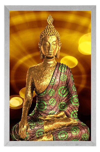 Poster Statuie lui Buddha cu fundal abstract