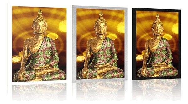 Poster Statuie lui Buddha cu fundal abstract