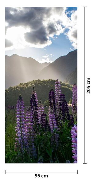 Fototapet pentru ușă - Peisaj lupinii (95x205cm)