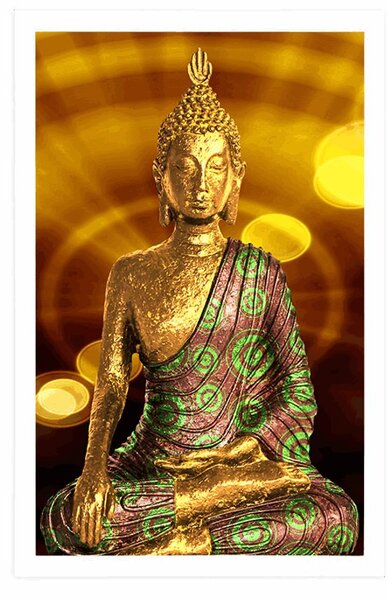 Poster Statuie lui Buddha cu fundal abstract