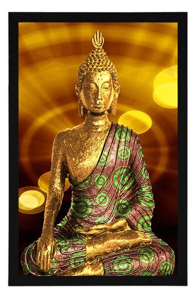 Poster Statuie lui Buddha cu fundal abstract