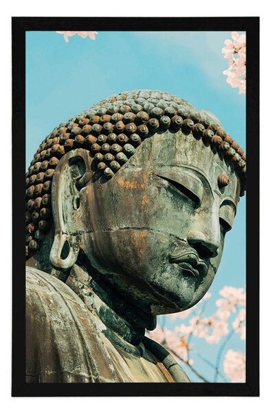 Poster statuia lui Buddha lângă cireș