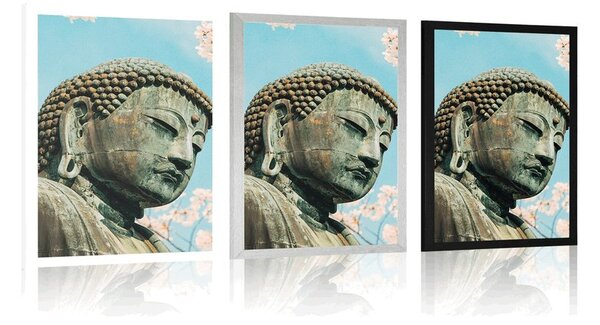 Poster statuia lui Buddha lângă cireș