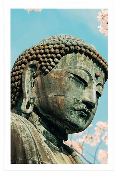 Poster statuia lui Buddha lângă cireș