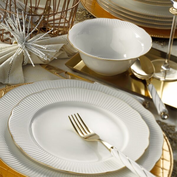 Set farfurii servire, 24 bucati Luccevana Blue Alb 22x22x2 cm
