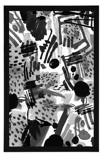 Poster abstracție pop art în alb-negru