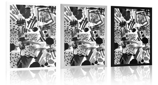 Poster abstracție pop art în alb-negru