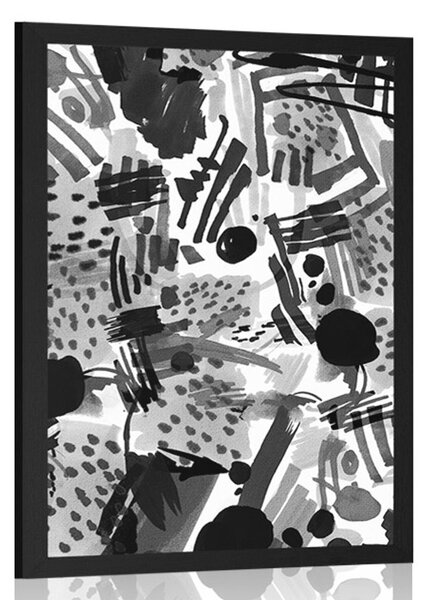 Poster abstracție pop art în alb-negru