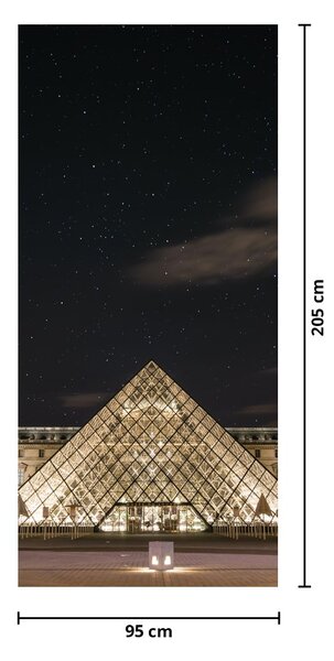 Fototapet pentru ușă - Louvre noaptea (95x205cm)