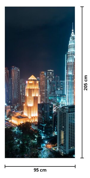 Fototapet pentru ușă - Noaptea în Kuala Lumpur (95x205cm)
