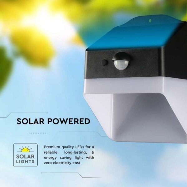 LED lampă solară de perete cu senzor, 2W, 3,7V, 4000K, IP65, 1200 mAh