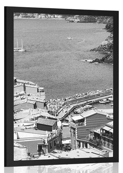 Poster coasta frumoasă a Italiei în design alb-negru