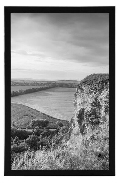 Poster biserică istorică lângă Nitra în design alb-negru