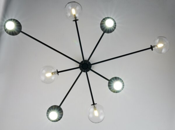 Lustră pe tijă Jupiter 1996 MOKA 4xGU10/10W/230V + 4xG9/10W/230V negru/transparent