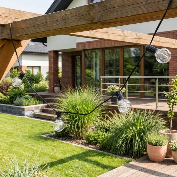 Brilagi - Ghirlandă LED decorativă pentru exterior, 25 x E12, 20 m, negru, IP44, alb cald