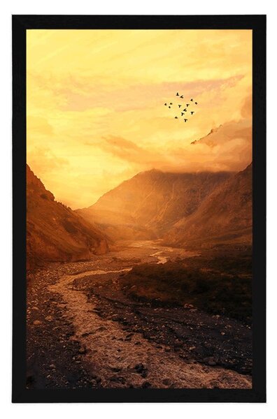 Poster apus de soare peste munte