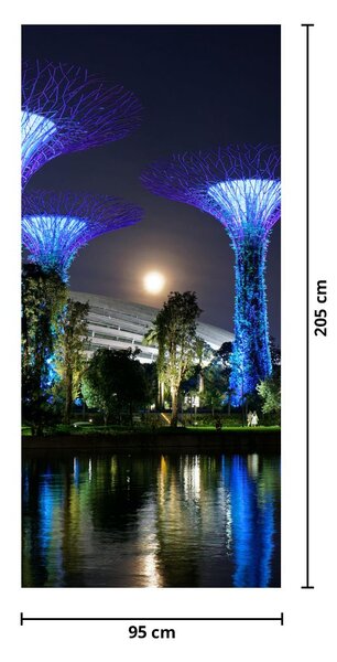 Fototapet pentru ușă - Lună plină în grădinile din Singapore (95x205cm)