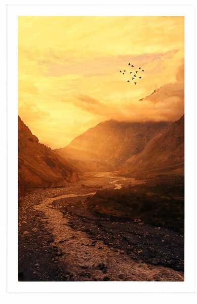 Poster apus de soare peste munte