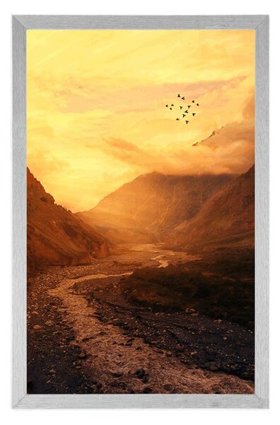 Poster apus de soare peste munte