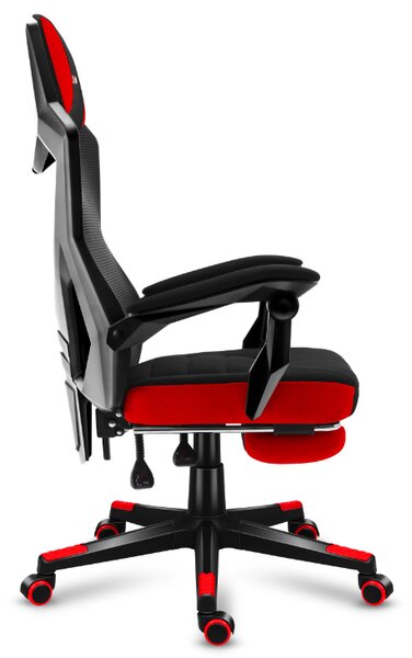 Scaun gaming roşu, ergonomic, cu suport pentru picioare COMBAT 3.0