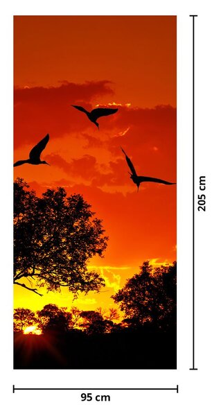 Fototapet pentru ușă - Păsări la apus de soare (95x205cm)