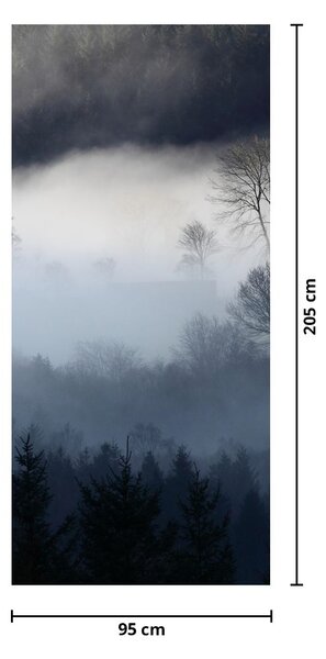 Fototapet pentru ușă - Ceață în pădure (95x205cm)