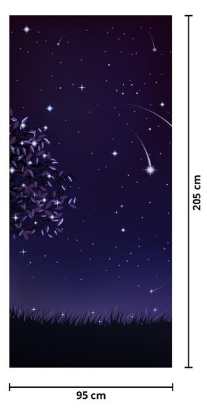 Fototapet pentru ușă - Noapte surprinsă prin ilustrație (95x205cm)