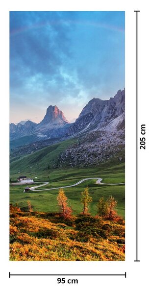 Fototapet pentru ușă - Curcubeu peste stânci (95x205cm)