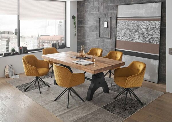 Scaun EMMA, structura metalica din stofa catifelata-auriu, 59x62x50/82 cm
