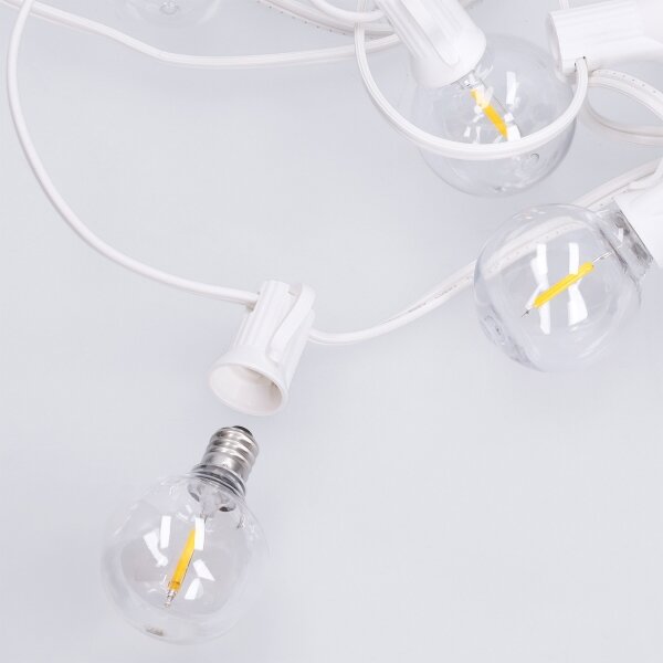 Brilagi GIRLANDA – ghirlandă LED decorativă pentru exterior, 25 x E12, 20 m, cablu alb, IP44, lumină albă caldă
