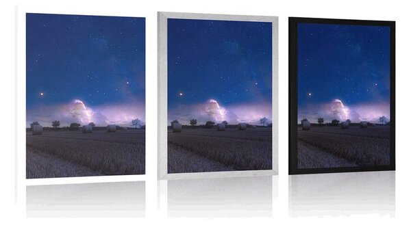 Poster grămadă de fân în lumina lunii