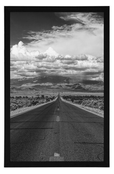 Poster drum în deșert în alb-negru