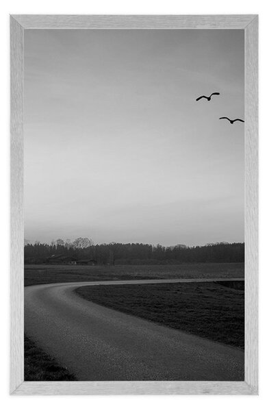 Poster apus de soare fermecător în design alb-negru