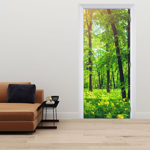 Fototapet pentru ușă - Pădure de foioase de primăvară (95x205cm)