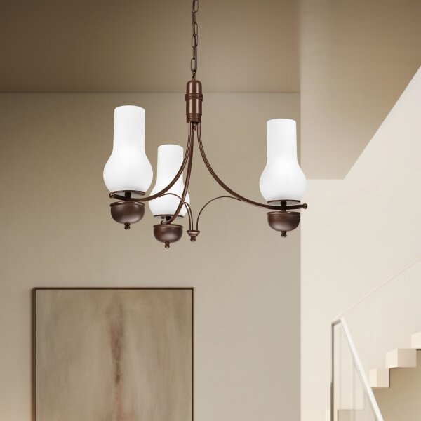 Brilagi - Lustră LED pe lanț COTTAGE 3xE14/40W/230V fag/maro/alb