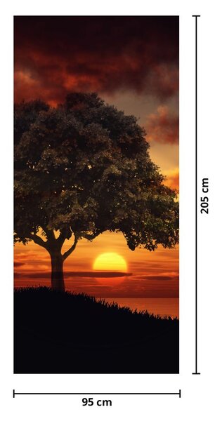Fototapet pentru ușă - Copac cu apus de soare (95x205cm)