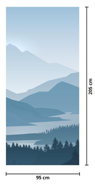 Fototapet pentru ușă - Peisaj montan - grafică (95x205cm)