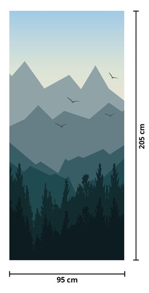 Fototapet pentru ușă - Peisaj montan grafică (95x205cm)