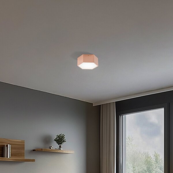 Argon Plafonieră LED Libre, culoare piersică, oțel, 3.000 K, Bej, Camera de zi / sufragerie, Metal